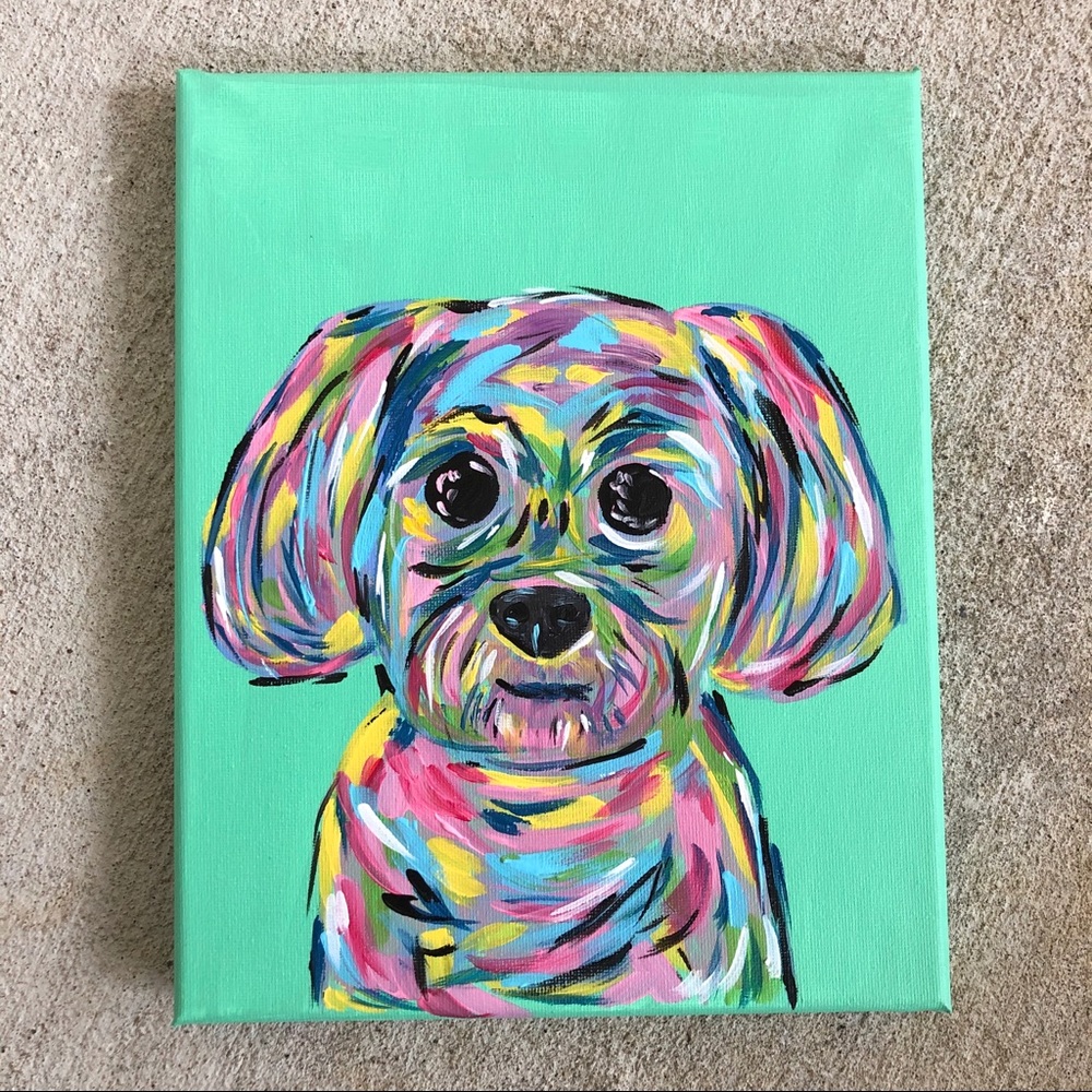 CUSTOM pet portrait 8x10 Lilly Pulitzer style dog